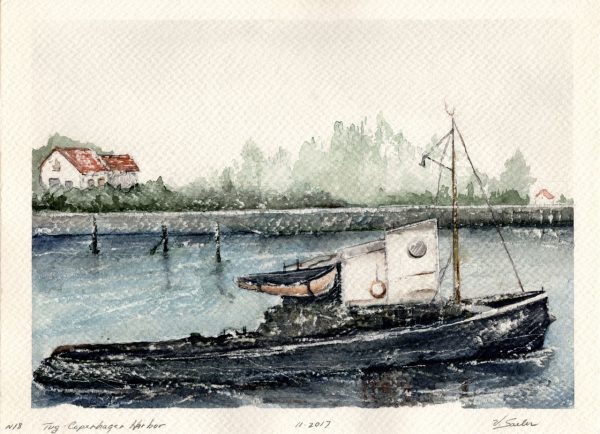 Watercolor - Tug Boat - Copenhagen Harbor