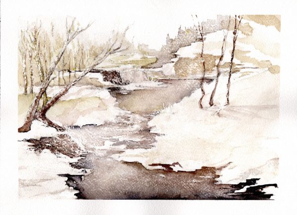 Watercolor - Winter Creek