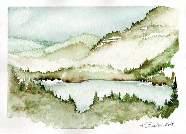 Watercolor - Lake Mills Dam